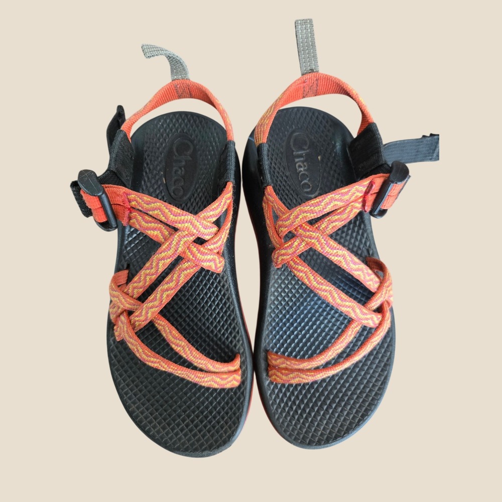 Chaco Kids Z Cloud 2 Sport Sandals Orange Pink Chevron Straps Size 2